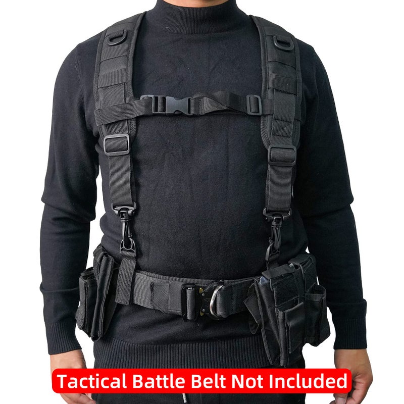 MELOTOUGH Tactical Outdoor H-Harness Duty Belt Suspenders Black (Battle Belt not Included) - Image 2